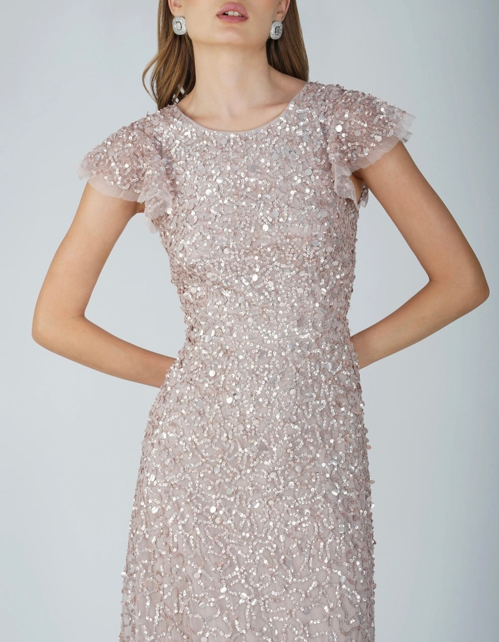 Short Sleeve Embellished Maxi Dress