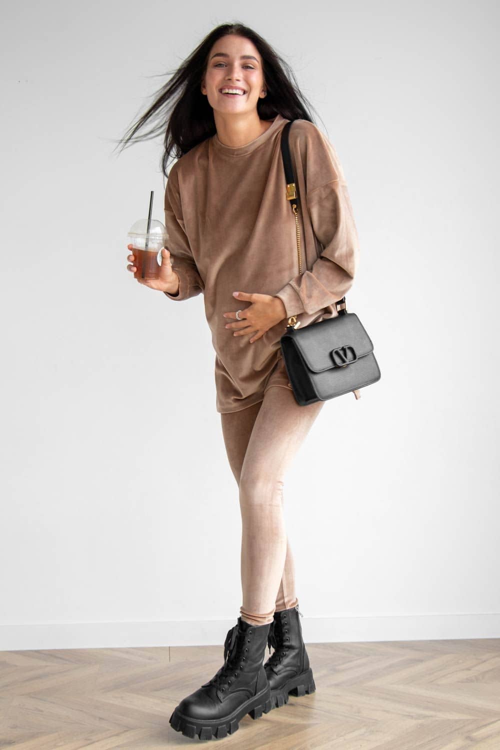 Maternity Black Velvet Set