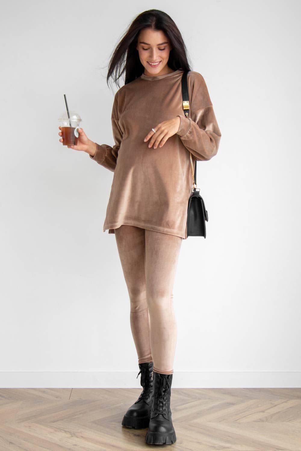 Maternity Black Velvet Set