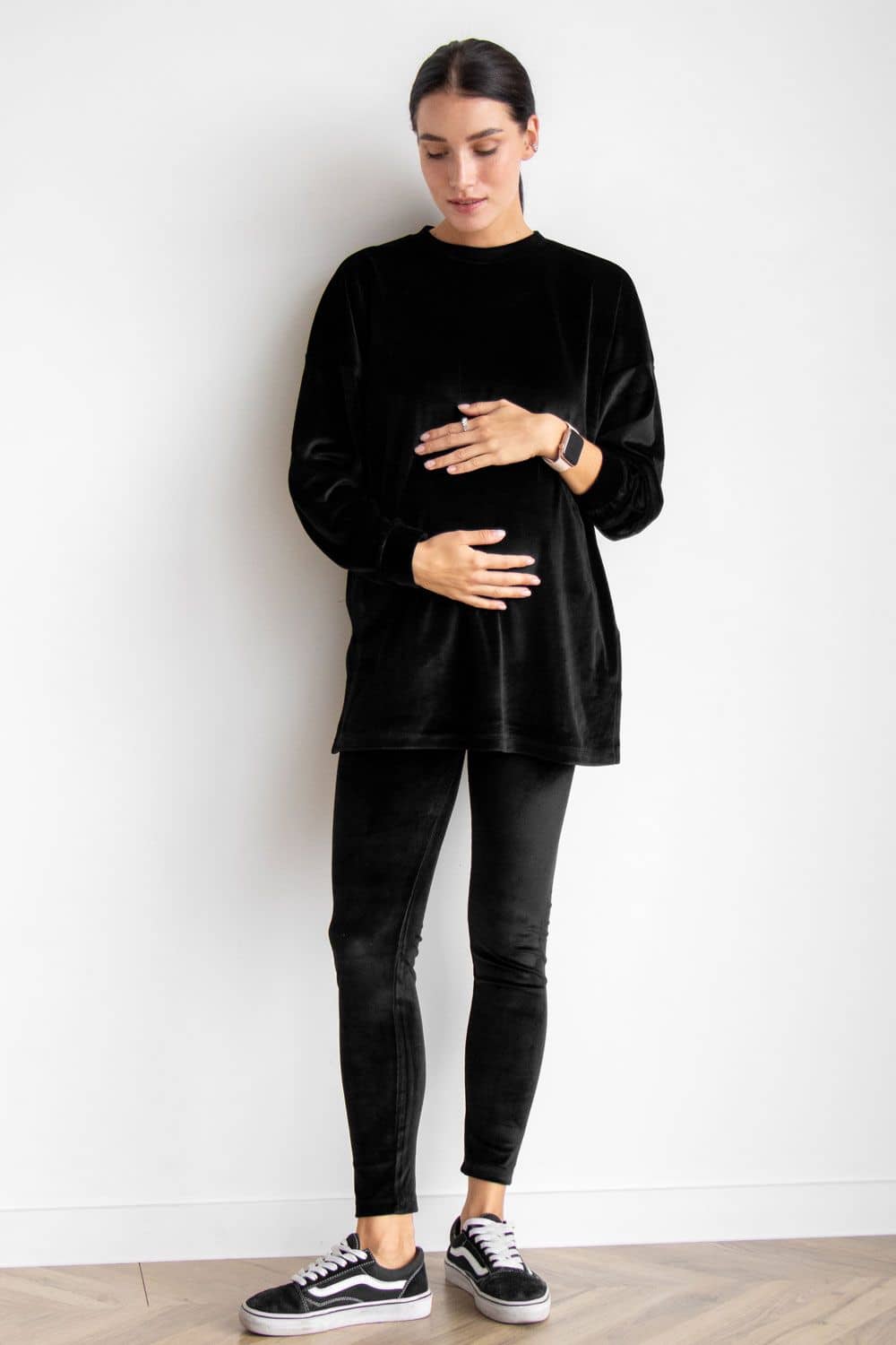 Maternity Black Velvet Set