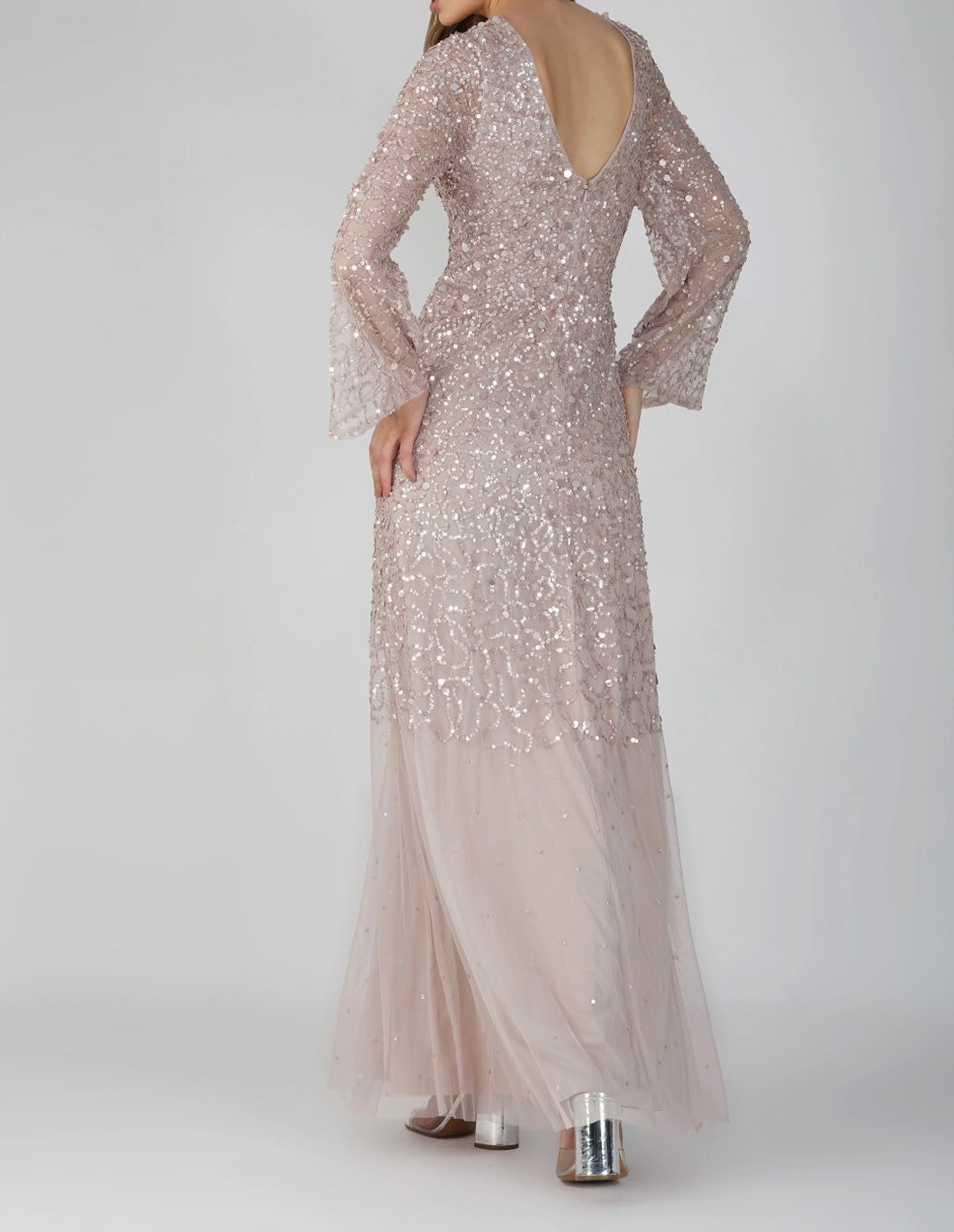 Long Sleeve Embellished Maxi Dress