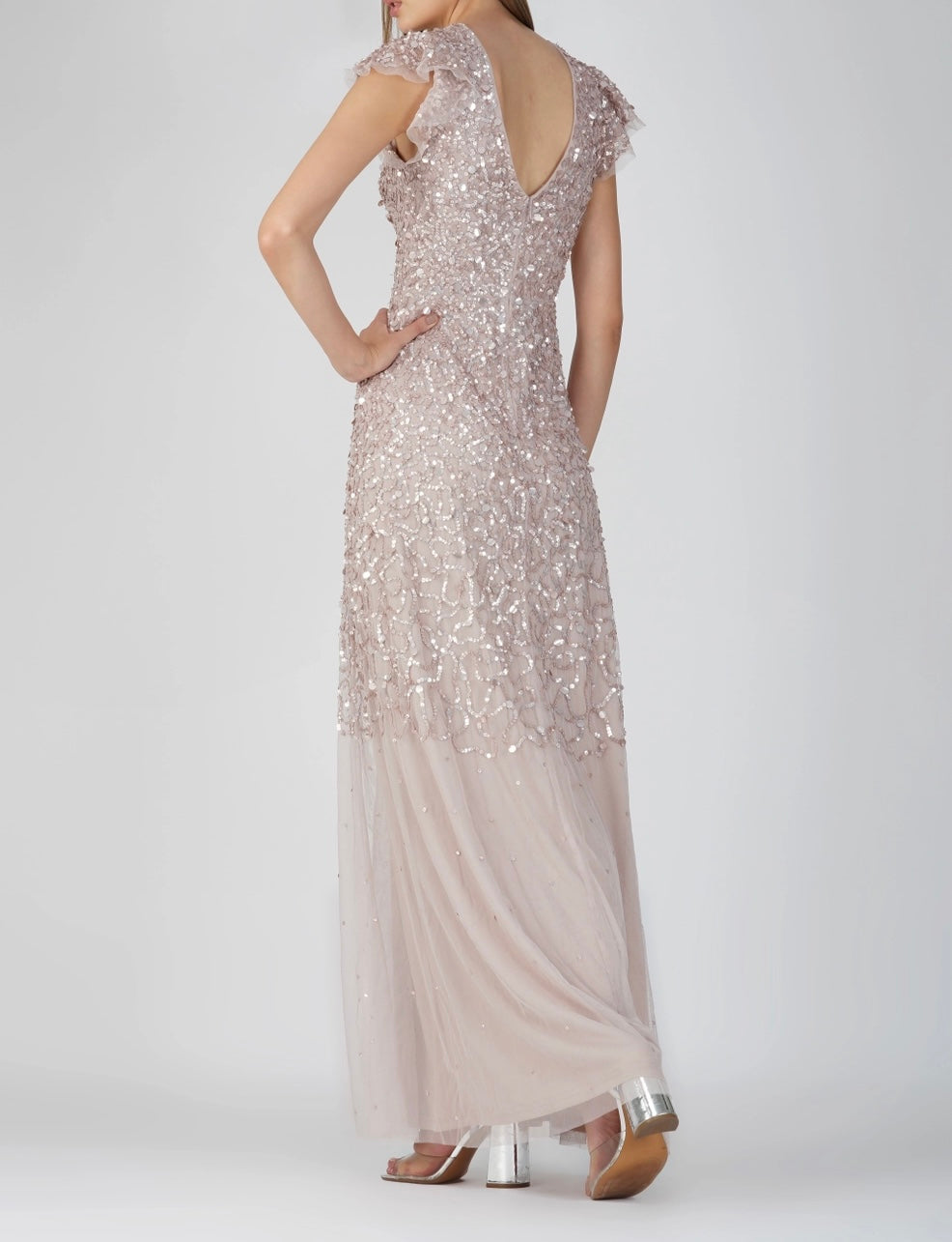 Short Sleeve Embellished Maxi Dress