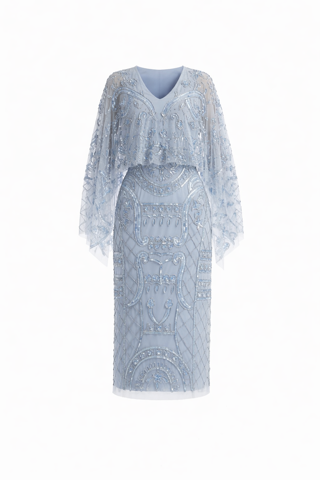 Cape Embellished Midi Dress