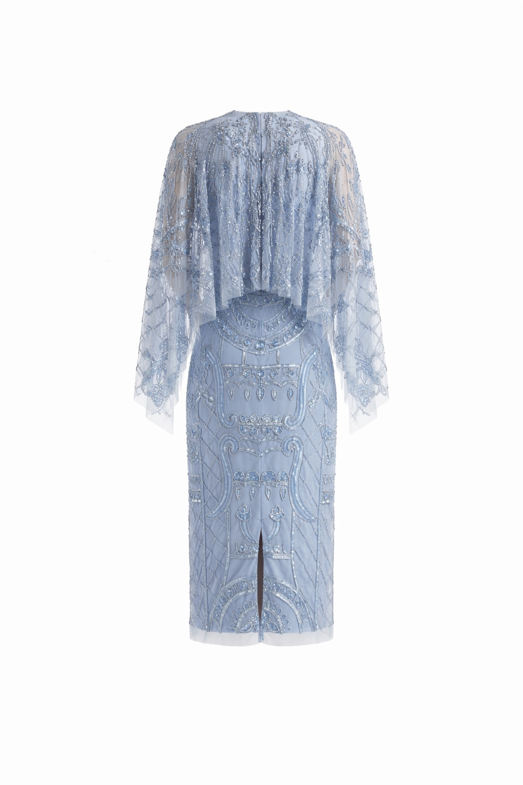 Cape Embellished Midi Dress