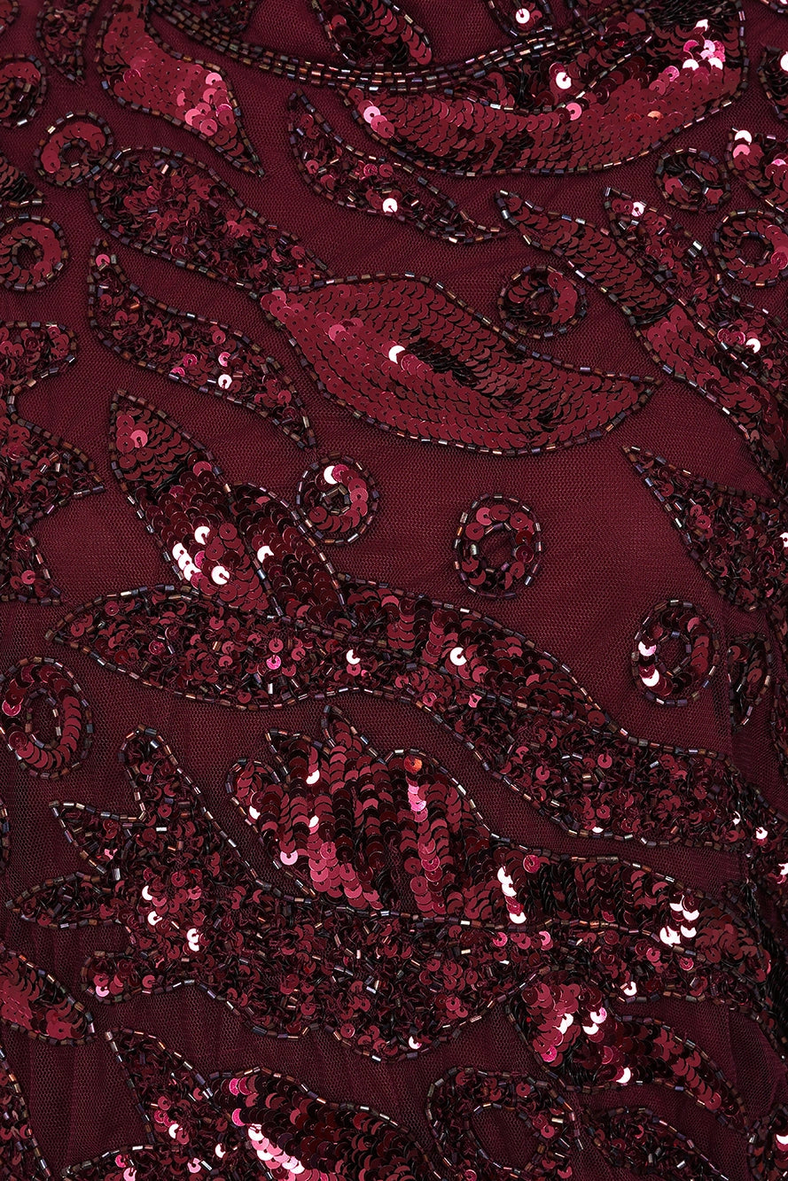 Berry Embellished Midi Dress