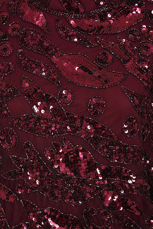 Berry Embellished Midi Dress