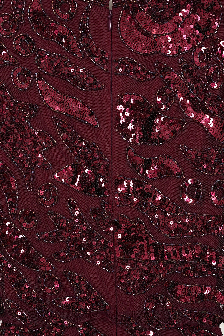 Berry Embellished Midi Dress