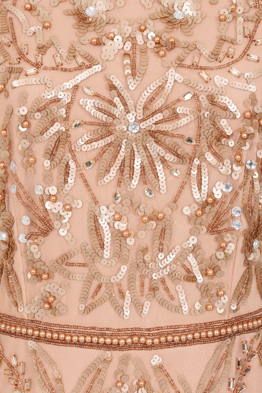 Nude Embellished Maxi Dress