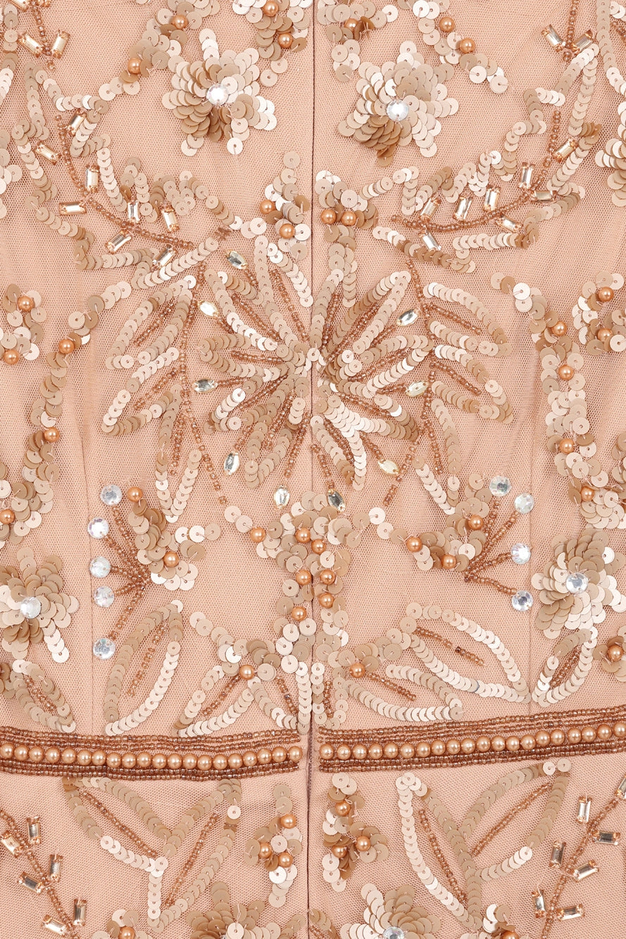 Nude Embellished Maxi Dress