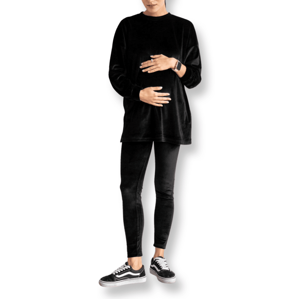 Maternity Black Velvet Set
