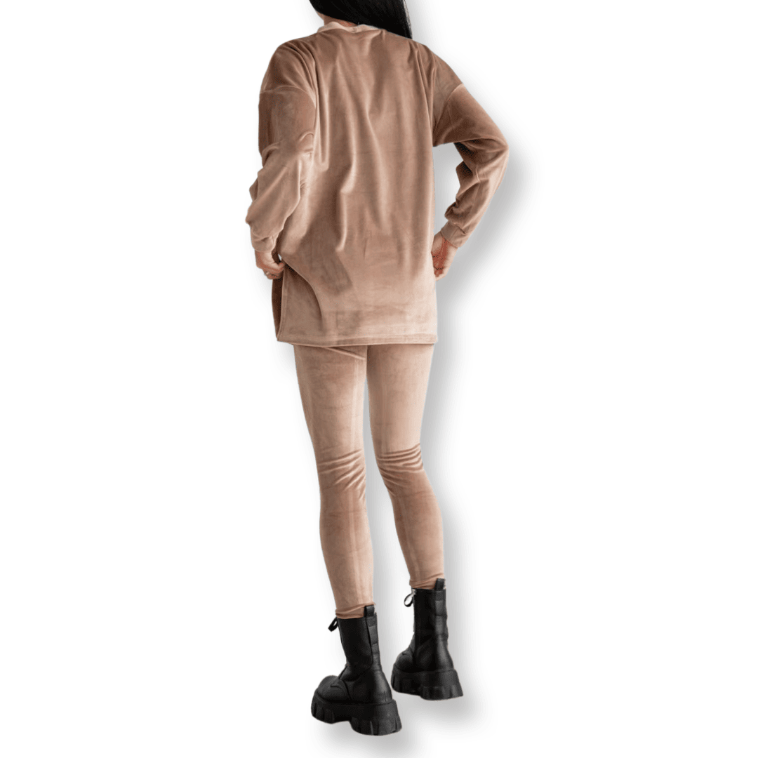 Maternity Beige Velvet Set