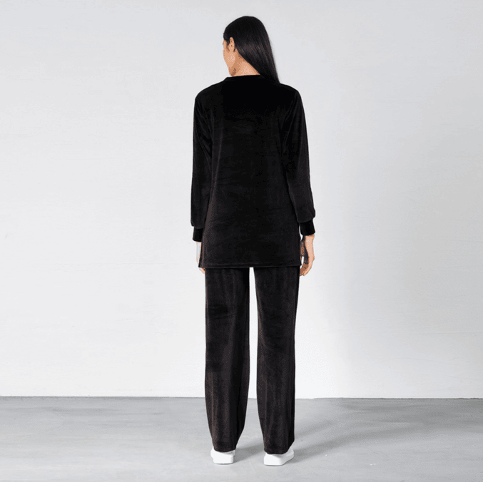 Maternity Black Velvet Tracksuit