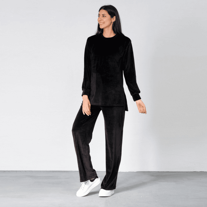Maternity Black Velvet Tracksuit